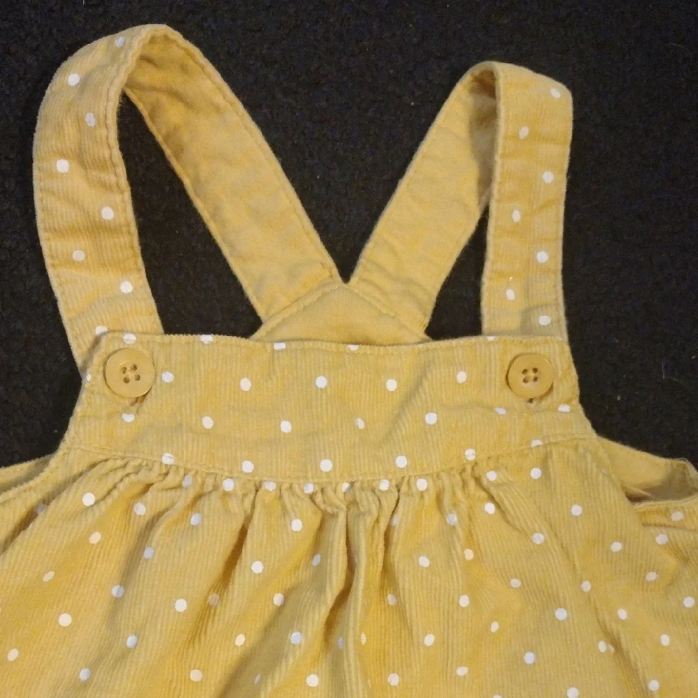 Yellow Polka Dot Cordoroy Dress with Owl Design - Picture 5 of 6